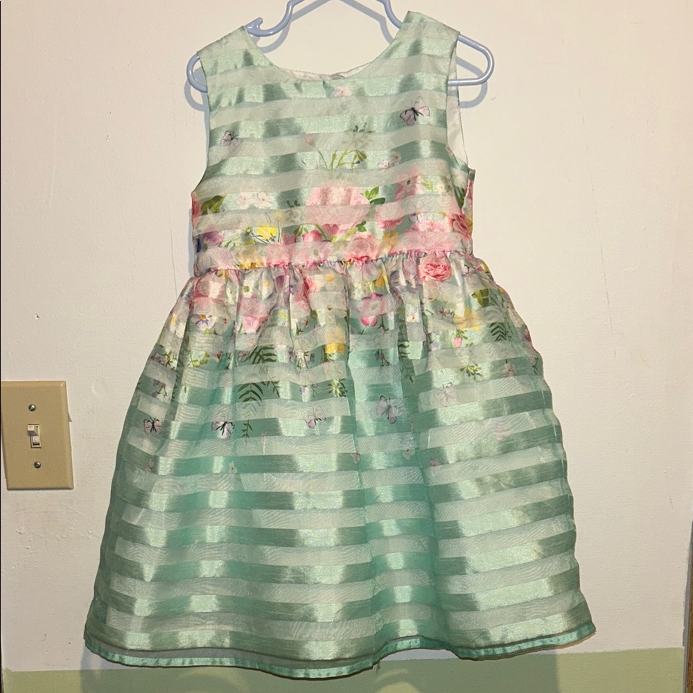 George Mint and Pink Floral Kids Dress